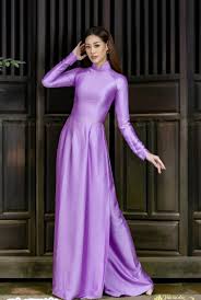 Purple Ao Dai Lua Hai Gia, Vietnamese Long Dress with Matching Color Pants  G101