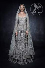 Dark Gray Bridal Wear Dress Anarkali Bridal Frock Embroidered Lehenga Indian Wedding Dress Asian Bridal Wear Bridal Anarkali Suits
