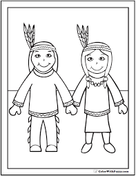 The set includes facts about parachutes, the statue of liberty, and more. Native Indian Coloring Sheet Cute Boy And Girl