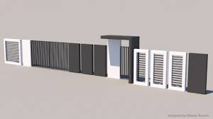 Modern Fence 3d Model Exterior Wall Design Compound Wall Design Modern Fence