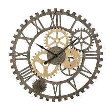 Horloge Avec Engrenages En Epicea Et Metal Noir D 100 Springfield Horloge Maison Du Monde Horloge Decoration Murale Metal
