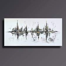 Il apportera de l'élégance dans votre intérieur. 75 Large Original Abstract Black White Gray Gold Etsy Grand Art Mural Abstrait Peinture