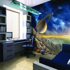 Galaxy Wallpaper Mural Feature Wall For An Outer Space Themed Bedroom For Kids This Galaxy Wallpaper Mura Space Themed Bedroom Space Themed Room Bedroom Themes