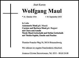 Traueranzeigen von Wolfgang Maul
