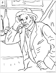 15 flower coloring pages, instant download, floral, coloring pages, coloring book, coloring pages, adult coloring book #1 for your inner artist. Man With A Pipe By Paul Cezanne Coloring Pages Arts Culture Coloring Pages Coloring Pages For Kids And Adults