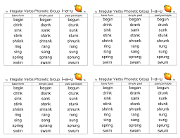 irregular verb phonetic group cards