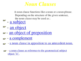 A noun clause is a clause that functions as a noun. 20 Noun Clause