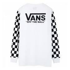 Black And White Vans Shirt Womens Vans Sleeve Checker L S T Shirts White 60 Liked On Polyvore Featuring Tops T Shirts White Cotton Tee White Cotton T Shirts Vans T Shirt Clothes Design