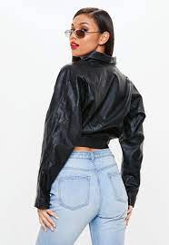 Black 80 S Sleeve Faux Leather Jacket Missguided Odezhda Kozha