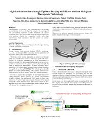 The biggest advantage of using waveguide as an optical combiner is the optimization of space in the design of ar glasses. Pdf 15 2 High Luminance See Through Eyewear Display With Novel Volume Hologram Waveguide Technology