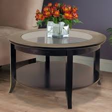 Constructed of solid wood, composite and tempered glass Genoa Coffee Table Glass Inset And Shelf Dark Espresso Winsome Coffee Table With Shelf Coffee Table Glass Top Coffee Table