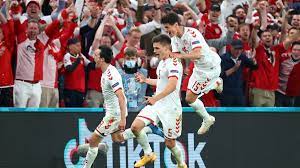Denmark's players celebrate in front of their fans. Tk3g7qm3xp0cam