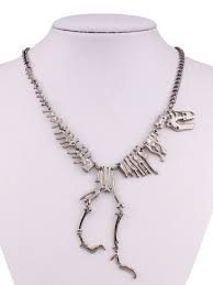 Black Dinosaur Skeleton Necklace Choies Com Skeleton Necklace Skeleton Jewelry Black Jewelry