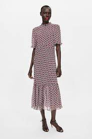 Zara + Heart Print Midi Dress