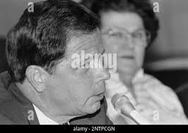 FEC commissioners Danny McDonald and Lee Ann Elliot testifying before  Senate Rules Committee. June 22, 1994 (Photo by Maureen Keating/CQ Roll  Call via AP Images Stock Photo