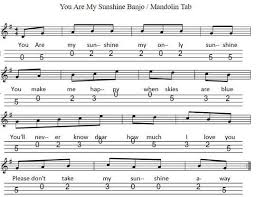 You Are My Sunshine Sheet Music For Banjo Mandolin Tab Tuned Gdae For Beginners Banjo Music Banjo Tabs Guitar Tabs Songs