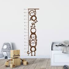 kids monkey height chart wall decal