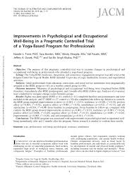 We did not find results for: Pdf Improvements In Psychological And Occupational Well Being In A Pragmatic Controlled Trial Of A Yoga Based Program For Professionals