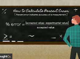 The percentage of error in a chemistry experiment is over 60% because of the complexity of the chemistry it self and the steps can be easily mistaken and there for. How To Calculate Percent Error