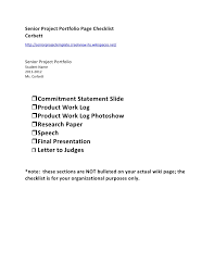 Maybe you would like to learn more about one of these? Senior Project Portfolio Checklist Of Items
