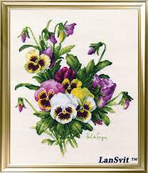Pansies Lansvit Cross Stitch Kit A 005 Flower Flowers Etsy In 2021 Floral Cross Stitch Pattern Cross Stitch Flowers Hand Embroidery Flowers