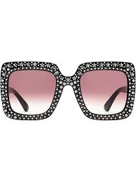 Gucci Eyewear Oversized Square Sunglasses With Crystals Farfetch Gucci Eyewear Glasses Pink Stylish Glasses
