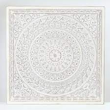 Luxenhome Square Decorative Carved Floral Patterned Mdf Wood Wall Art Wha516 The Home Depot Carved Wood Wall Art Medallion Wall Decor Mdf Wall Panel