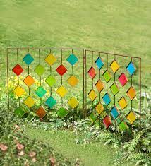 Metal And Glass Two Panel Stake Metal Garden Art Garden Art Crafts Garden Art