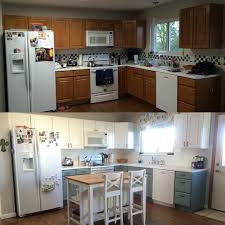 Kitchen Renovation General Finishes Milk Paint Antique White Persian Blue On The Milk Paint Kitchen Cabinets Painting Kitchen Cabinets Kitchen Renovation