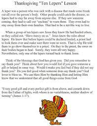 Worship time (5 minutes) further info? Thanksgiving One Thankful Leper Sunday School Lesson