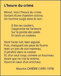 Maurice Careme L Heure Du Crime Poesie Francaise Poesie Enfant Texte Poetique