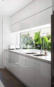 For a modern kitchen look try using black casement windows. 20 Ideas Kitchen Backsplash Glass White Layout Kitchen Window Design Contemporary Kitchen White Modern Kitchen