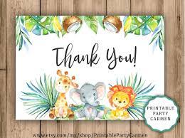 Safari Thank You Card Jungle Baby Shower Tropical Baby Etsy In 2021 Safari Baby Shower Giraffe Baby Shower Invitations Baby Shower Invites Neutral