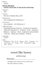 Bts and jungkook being a late blooming omega. Bts Fic Rec On Twitter Sweet Like Honey By Petiteyoongi Jungkook Taehyung Words 3974 Taekook Abo Au Omega Jungkook Alpha Taehyung Sub Bottom Jungkook Dom Top Taehyung Jk Is A Needy Baby
