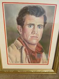 Portrait painting of actor Mel Gibson by artist Carol Collins