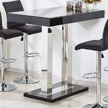 These pieces combine a casual dining table with the added storage. Caprice Glass Bar Table In Black High Gloss And Stainless Steel Glass Bar Table Glass Bar Bar Table