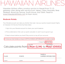 Virgin America Award Chart For Hawaiian Airlines Flight Lih