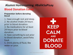 What to eat for breakfast before donating blood. Alumni Homecoming Baliksapisay Blood Donation Event Ppt Download