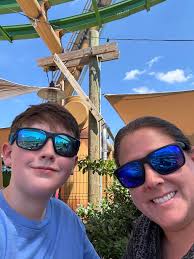 Riding Kings Dominion's classic coaster with my son