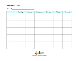 Homework Chart Printables Template For 4th 12th Grade