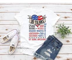 Birthday Gifts For 20 Year Old Gift Ideas For 20 Years Old Anniversary Gift List Anniversary Gifts Anniversary Shirt 20 Years Old
