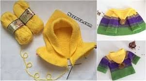 Cocuklara 3 Yasa Uygun Kapusonlu Hirka Yapimi Nazarca Com Baby Knitting Patterns Orgu Krose