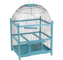 Blue Wooden Bird Cage - Round Top