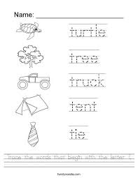 Trace The Words That Begin With The Letter T Worksheet Twisty Noodle Letter T Worksheets Letter T Alphabet Worksheets Preschool