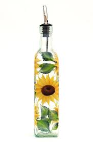 Hand Painted Olive Oil Bottle Sunflowers Olive Oil Salad Etsy In 2020 Olive Oil Bottles Sunflower Decor Painted Wine Bottles