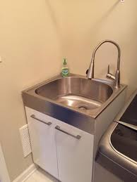 Presenza All In One 24 2 In X 21 3 In X 33 8 In Stainless Steel Laundry Sink And White 2 Door Cabinet Ql037 The Home Depot Laundry Sink Laundry Room Sink Utility Sink