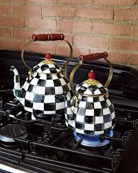 Black And White Checkered Tea Kettle Courtly Check Two Quart Tea Kettle Tea Kettle Mackenzie Childs Courtly Check