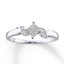 This plating can wear over time; Diamond Promise Ring 1 6 Ct Tw Princess Cut 14k White Gold Kay