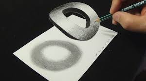 Floating Letter O Drawing Letter O With Pencil Marker 3d Trick Ar Opticheskie Illyuzii Illyuzii Risovat