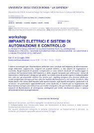 workshop IMPIANTI ELETTRICI E SISTEMI DI AUTOMAZIONE E ...